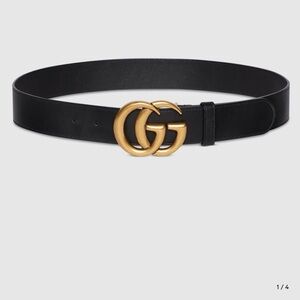 Gucci Marmont Black Belt with Gold GG Buckle